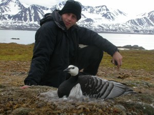 Bas poses with this goose