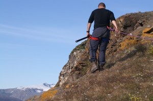 on his way to the 100m steep clif