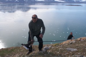 Simon, professional mountaineer from the British Antarctic Survey, trained to assist scientists